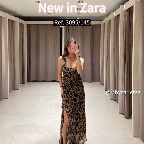 ZARA RUFFLED ANIMAL PRINT DRESS - Picture 4 of 16